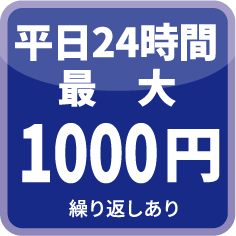 平日24時間最大1000円(繰り返しあり)